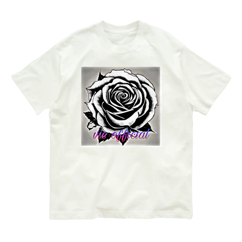 vieのBLACK_rose オーガニックコットンTシャツ