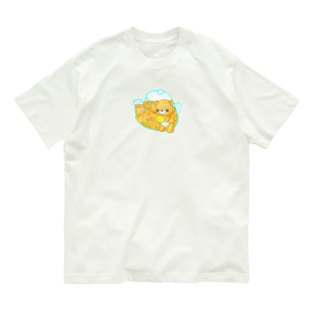 satoayaのアニマルカフェのドリンクマ　レモンティー Organic Cotton T-Shirt