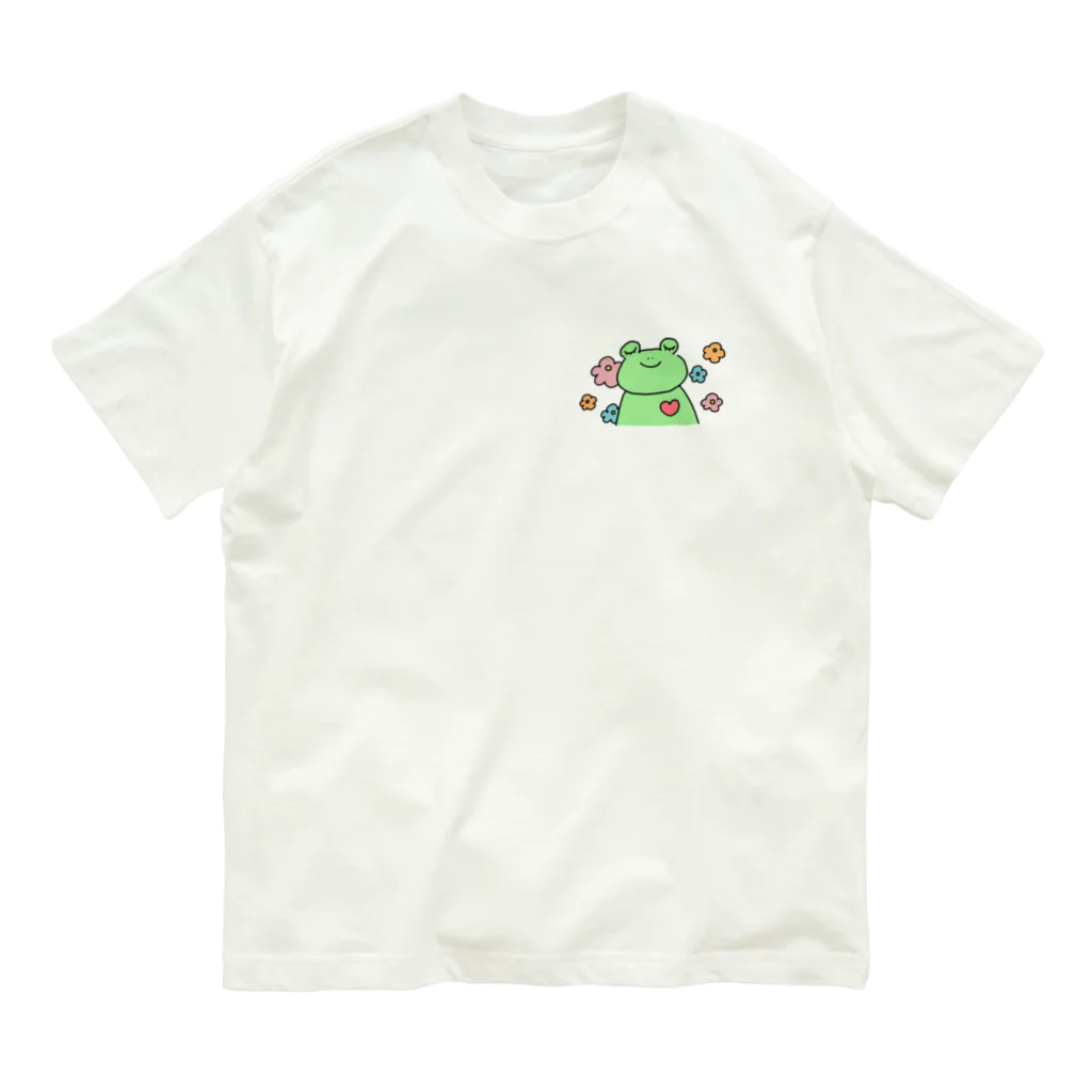 笑顔と笑顔の架け橋🌈の愛と癒しのかえるくん オーガニックコットンTシャツ