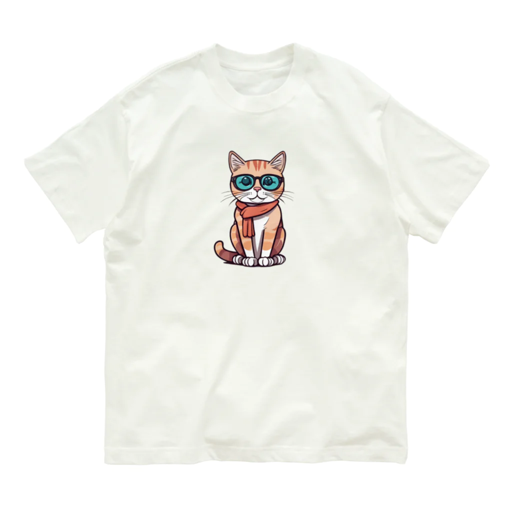 Líng〜凌〜のメガネ猫∥ オーガニックコットンTシャツ