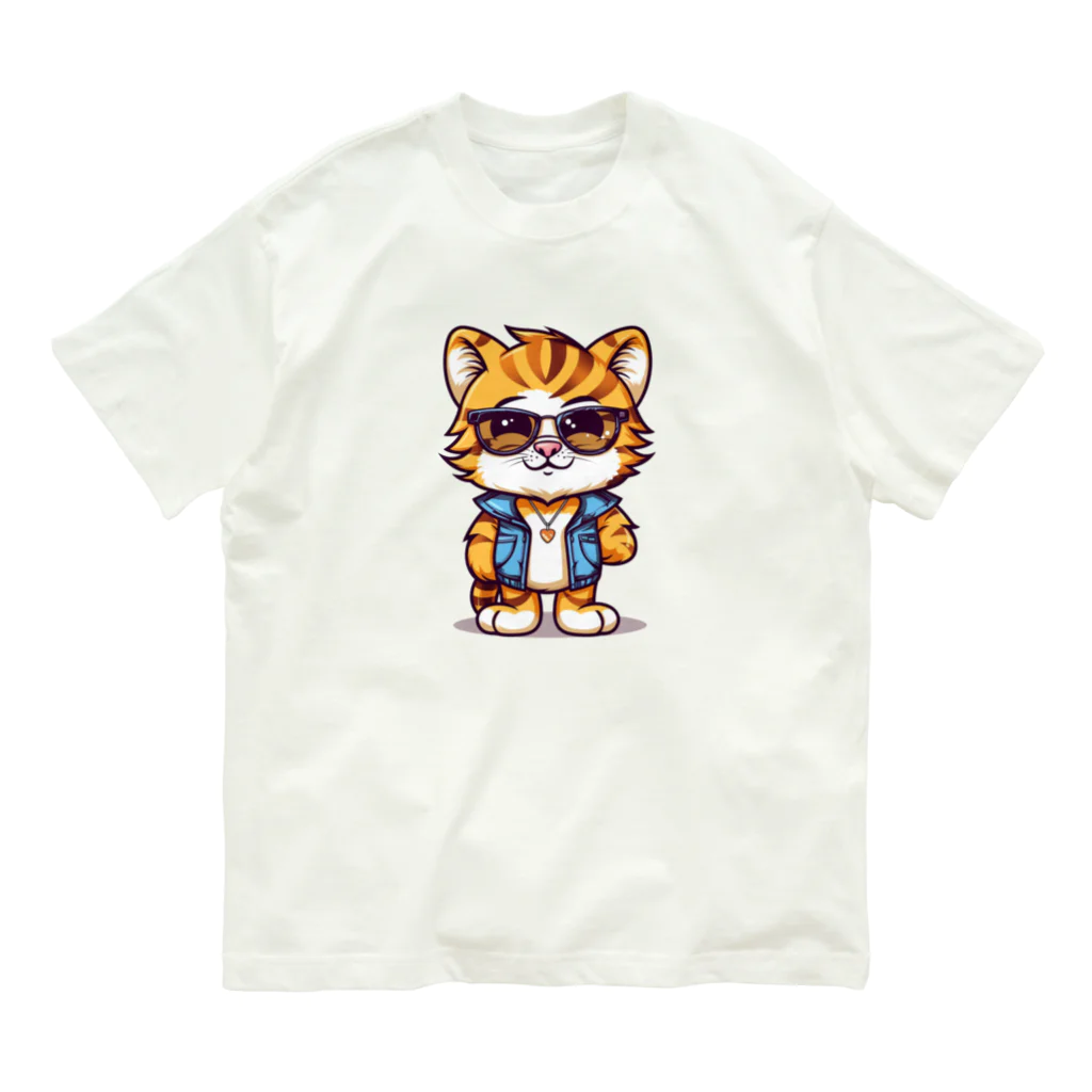 Vasetti_pressのベストを着たトラ オーガニックコットンTシャツ