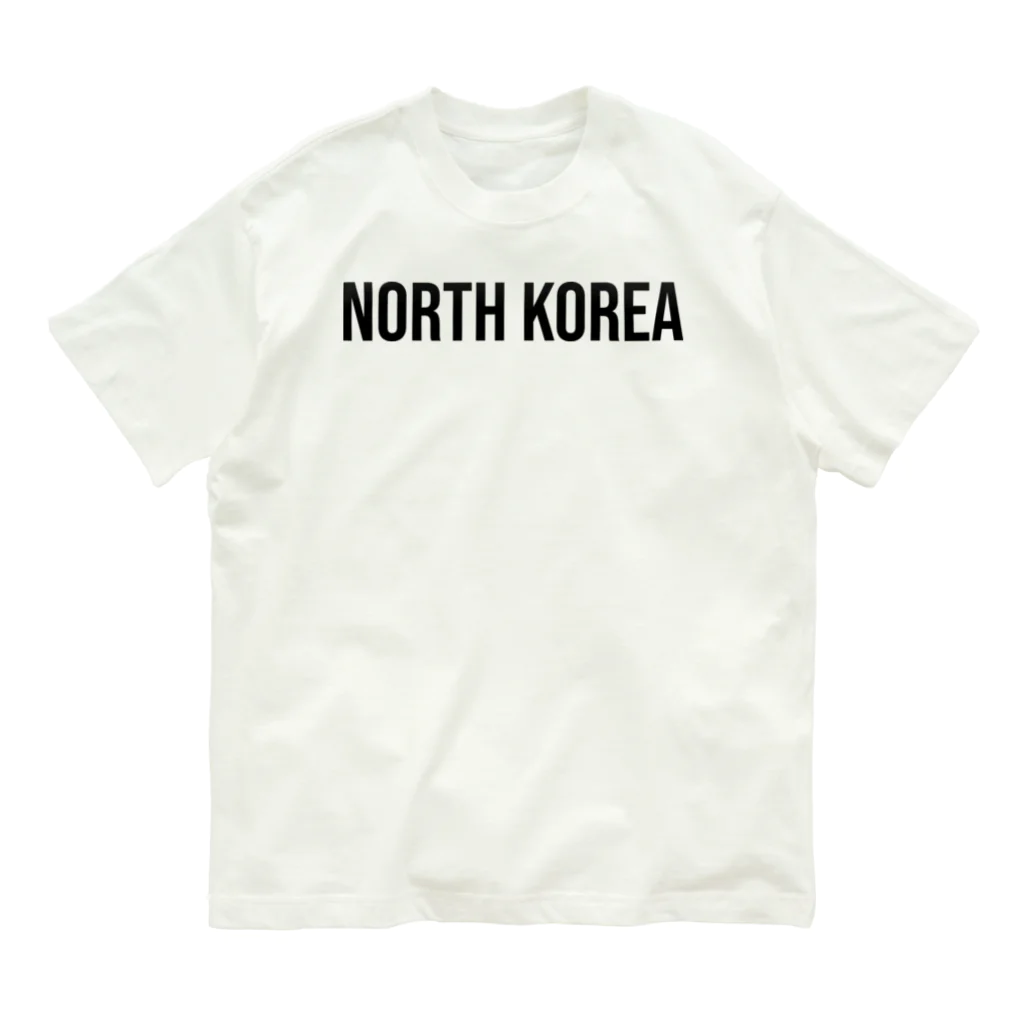 ON NOtEの北朝鮮 ロゴブラック オーガニックコットンTシャツ