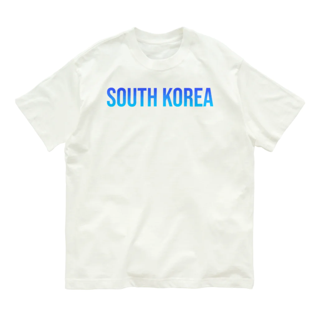 ON NOtEの大韓民国 ロゴブルー オーガニックコットンTシャツ