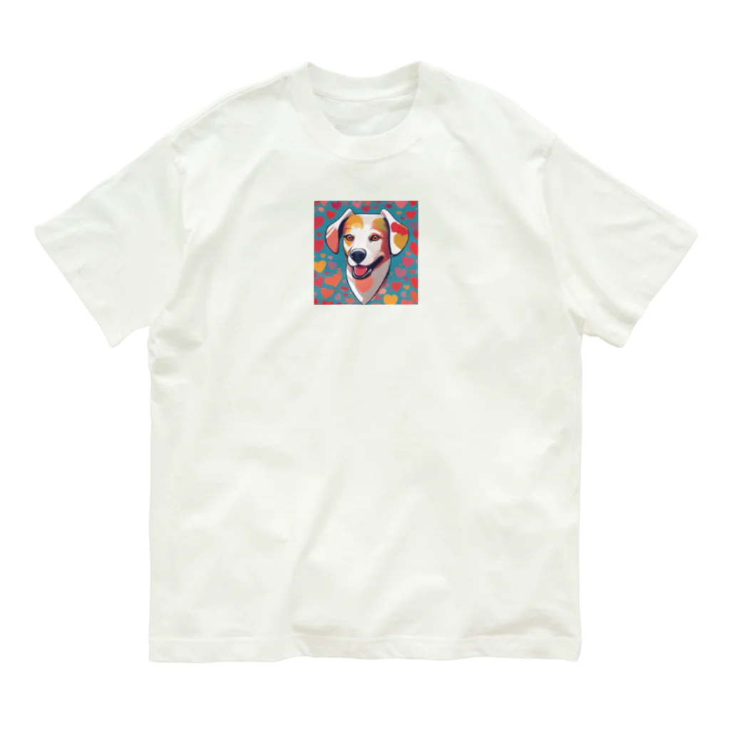 NYNANTのワンちゃん　ハート柄　 オーガニックコットンTシャツ