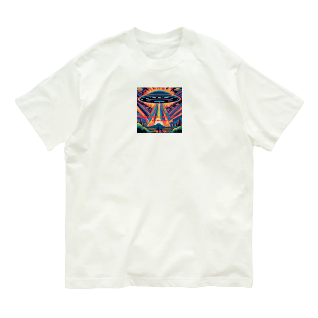 Zvookのサイケデリック　UFO Encountering the Unknown Organic Cotton T-Shirt