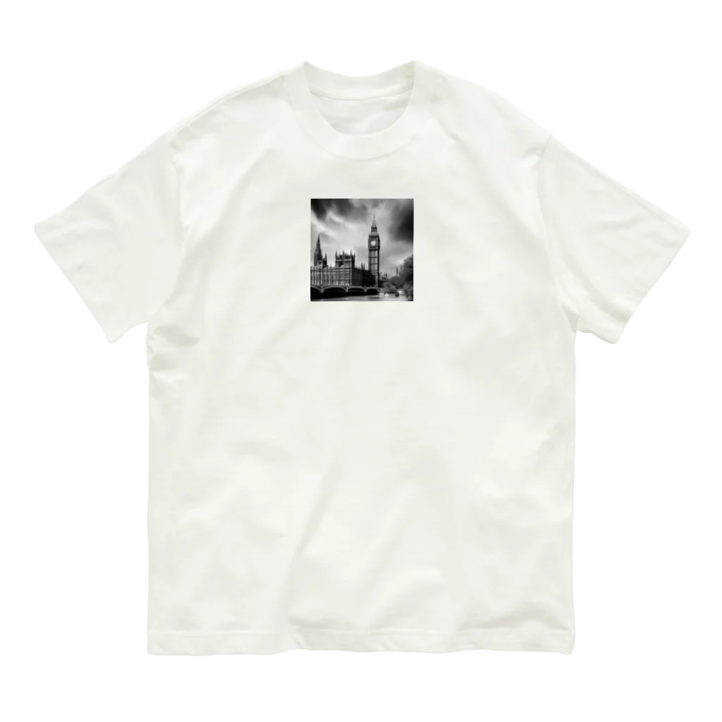 NYNANTのモノクロ　世界遺産　ウェストミンスター宮殿　ビッグベン Organic Cotton T-Shirt