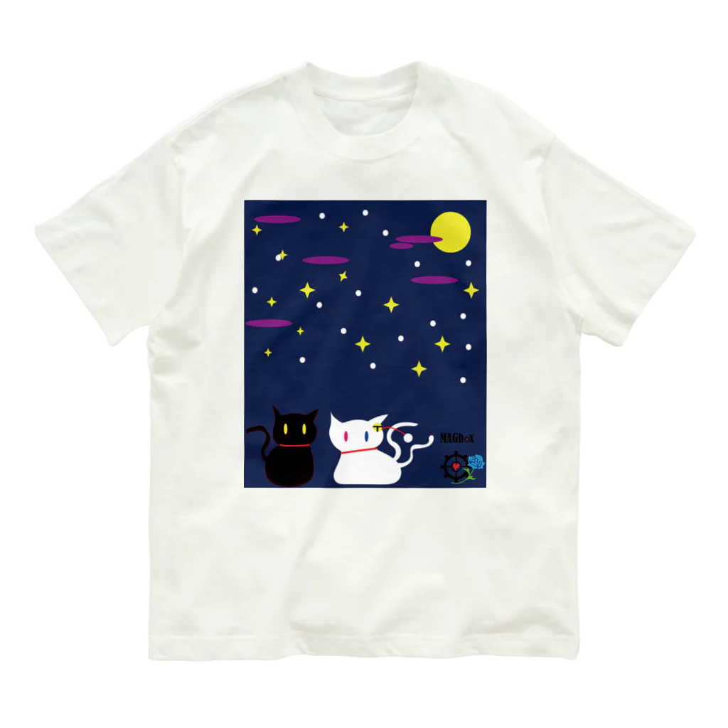 Amasyuiroのmagboxシリーズ　猫月夜 Organic Cotton T-Shirt