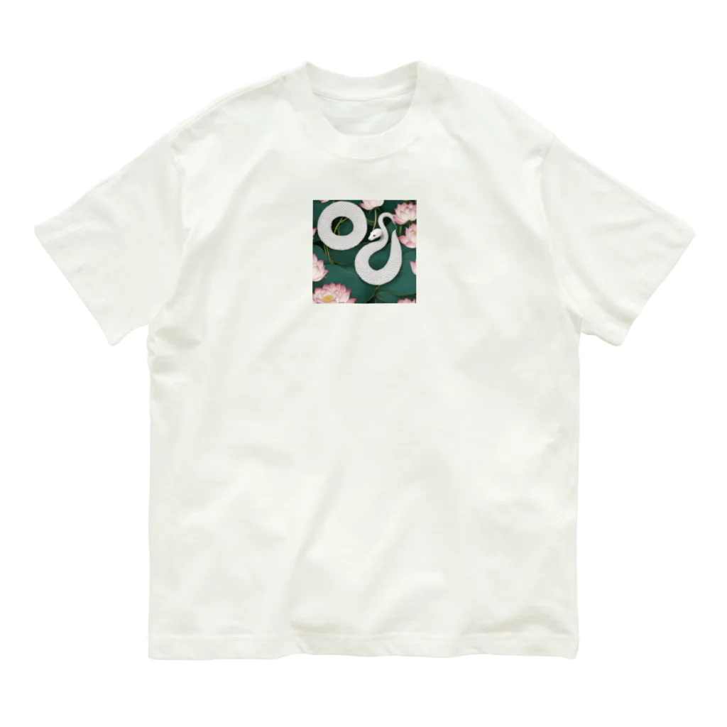 ToToMoの【金運上昇】幸運の白蛇 Organic Cotton T-Shirt