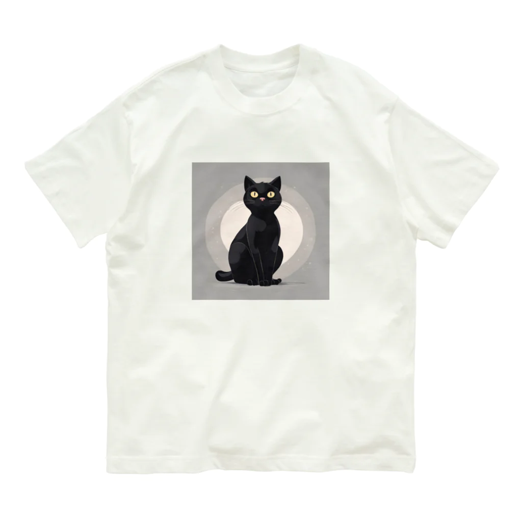 RealJapanishの黒猫 オーガニックコットンTシャツ