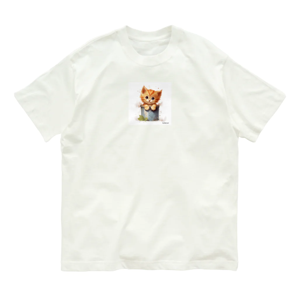 The Triplets Kkittensの三つ子ネコのアプル オーガニックコットンTシャツ