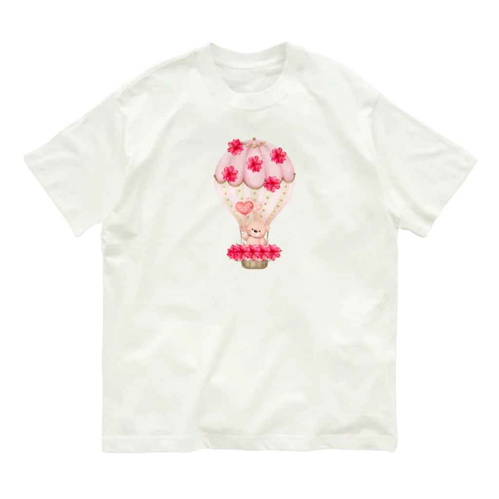 nene-cocoのpink bear オーガニックコットンTシャツ