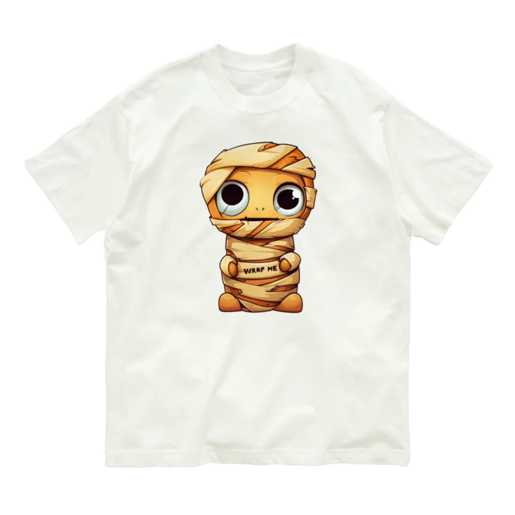 NeoNestのWrapped Wonders Halloween Collection: Mummy #05 オーガニックコットンTシャツ