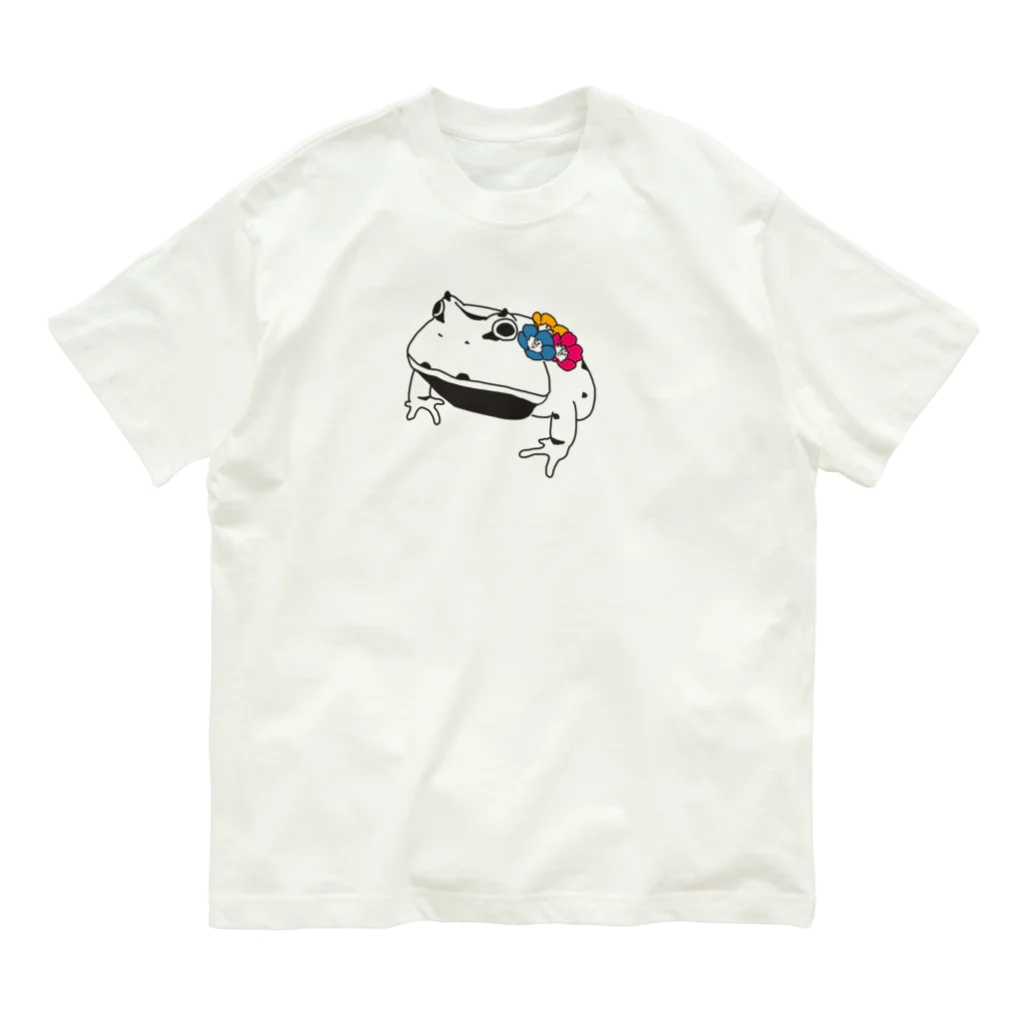 内野ツノガエルのアマゾンツノガエル_花 オーガニックコットンTシャツ