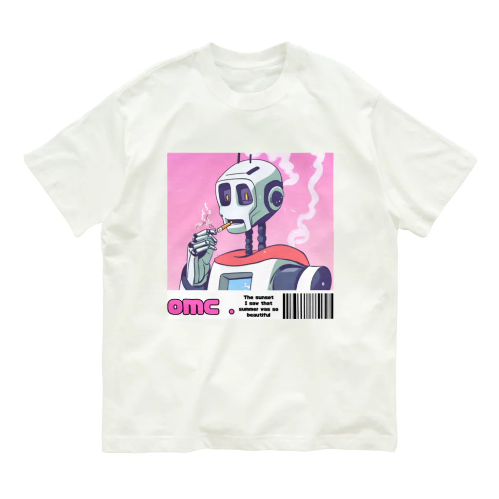 おもちショップの一服ロボットさん オーガニックコットンTシャツ