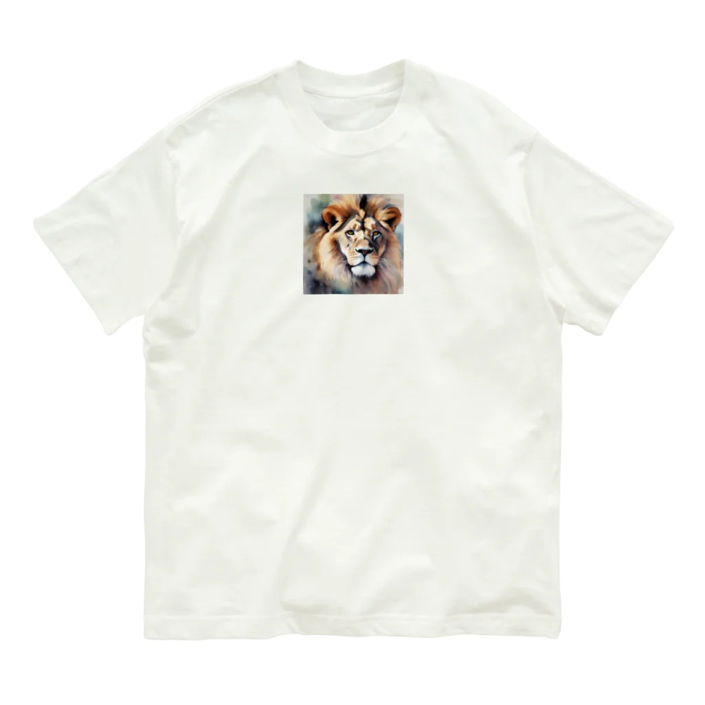 animals lovingのライオン水彩画５ オーガニックコットンTシャツ