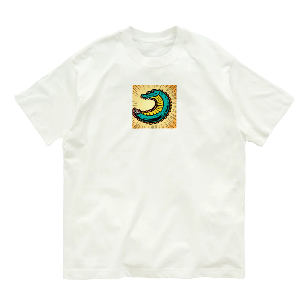 もしもショップの可愛いワニ オーガニックコットンTシャツ