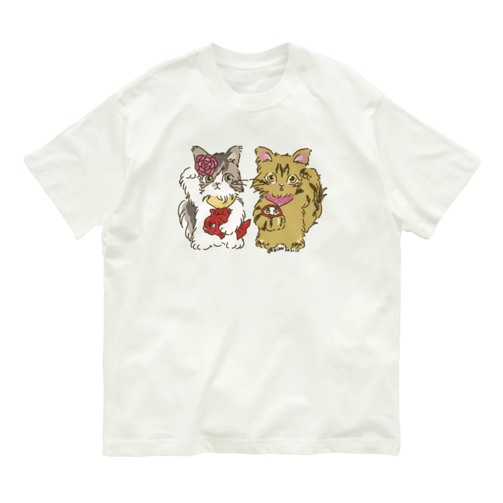 猫のきぬくんのお店の招き猫ちゃんたち Organic Cotton T-Shirt