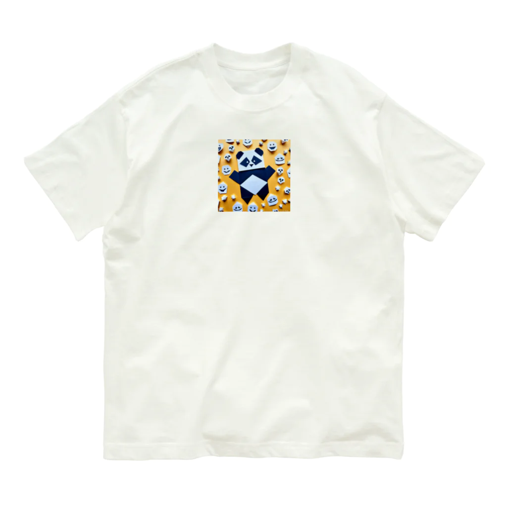 むささび工房のパンダ折り紙風 Organic Cotton T-Shirt