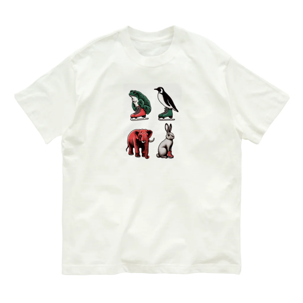 赤白 緑・アカシロ ミドリの【孤独を愛する４人】スケート編（フィギュアスケート） Organic Cotton T-Shirt