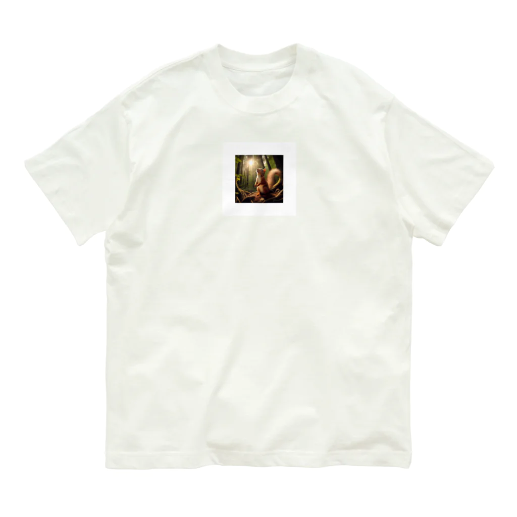 木漏れ日亭の木漏れ日の森のリス Organic Cotton T-Shirt