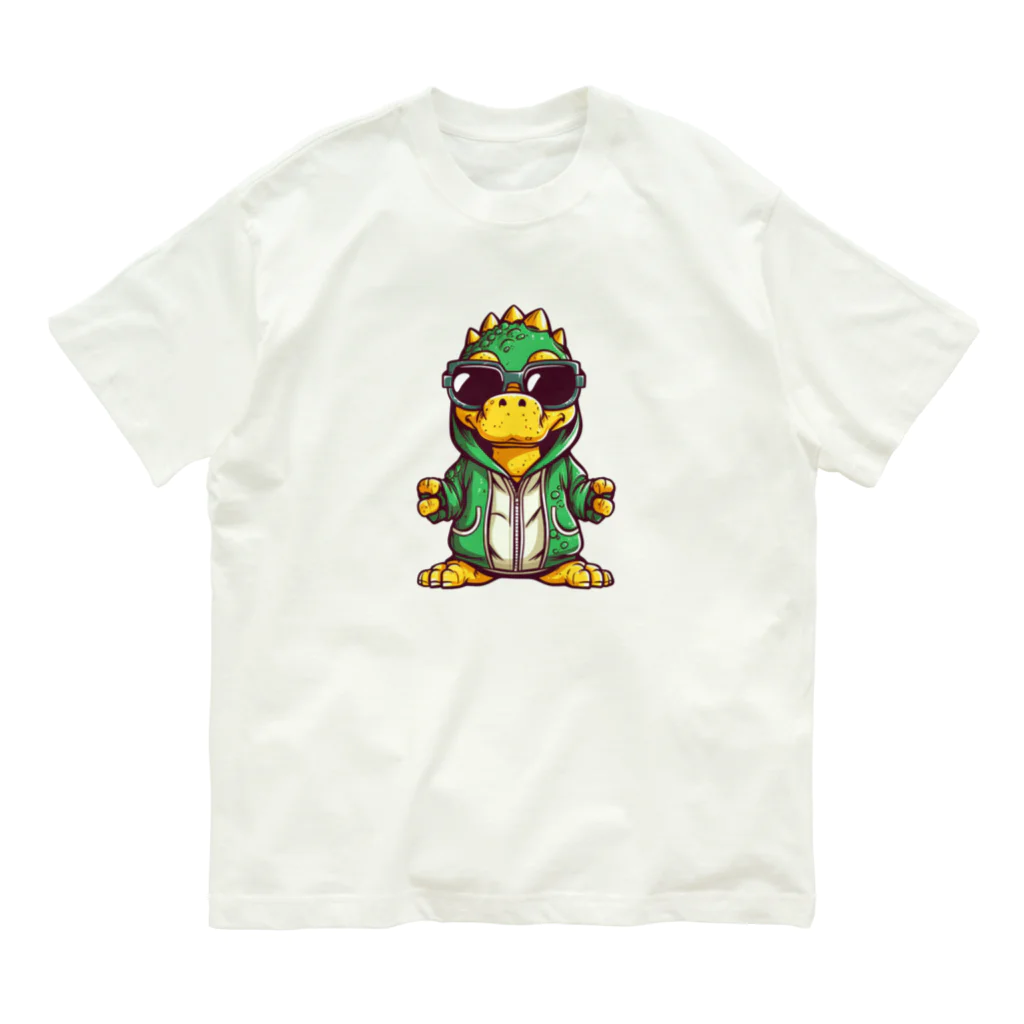 Vasetti_pressのパーカーを着たワニ オーガニックコットンTシャツ