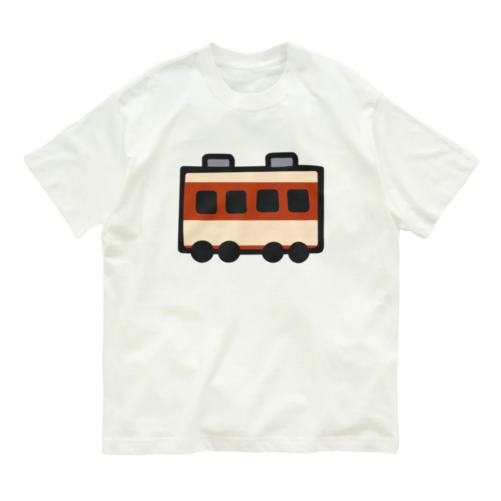 みずしまワークスの昔の電車：えんじ＆クリーム Organic Cotton T-Shirt