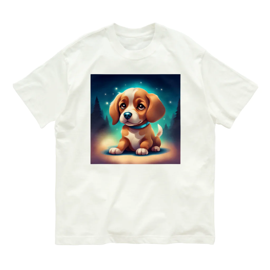 春乃遊羽アイディアイラストショップの可愛い犬のイラスト オーガニックコットンTシャツ