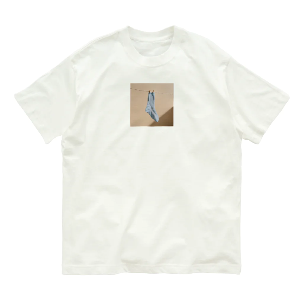 pick me n0wの水色のくつ下 オーガニックコットンTシャツ