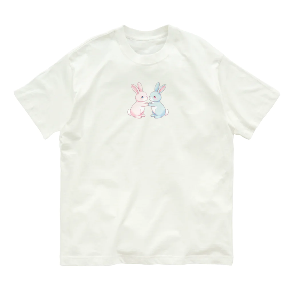 ゆるふわショップのゆるふわうさぎ オーガニックコットンTシャツ