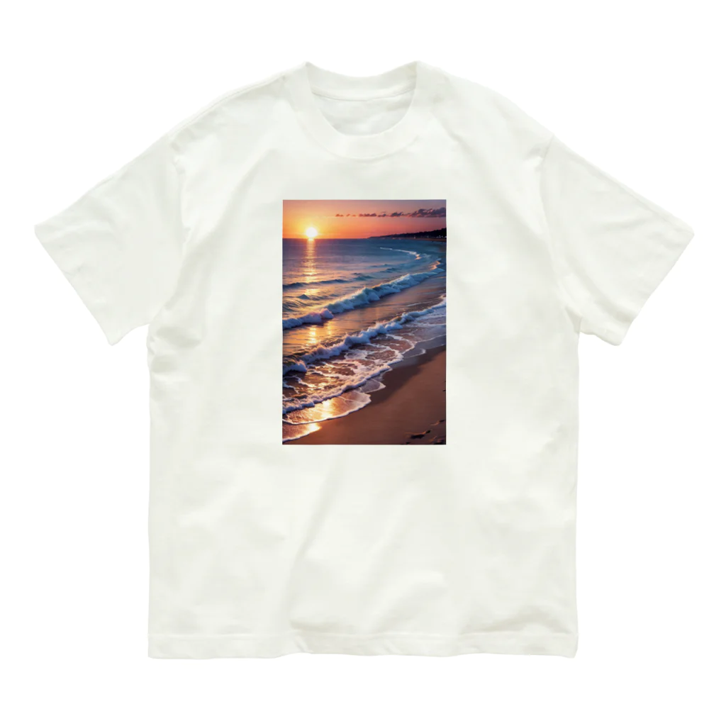 sawatchの浜辺の夕日 Organic Cotton T-Shirt