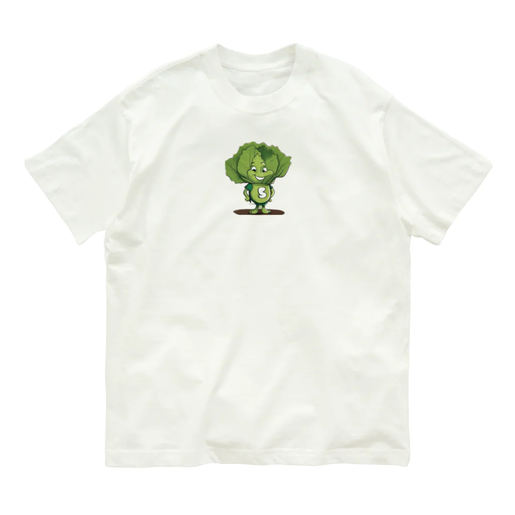 Suzurin’s Creationsの野菜キャラクター レタスのレオ オーガニックコットンTシャツ