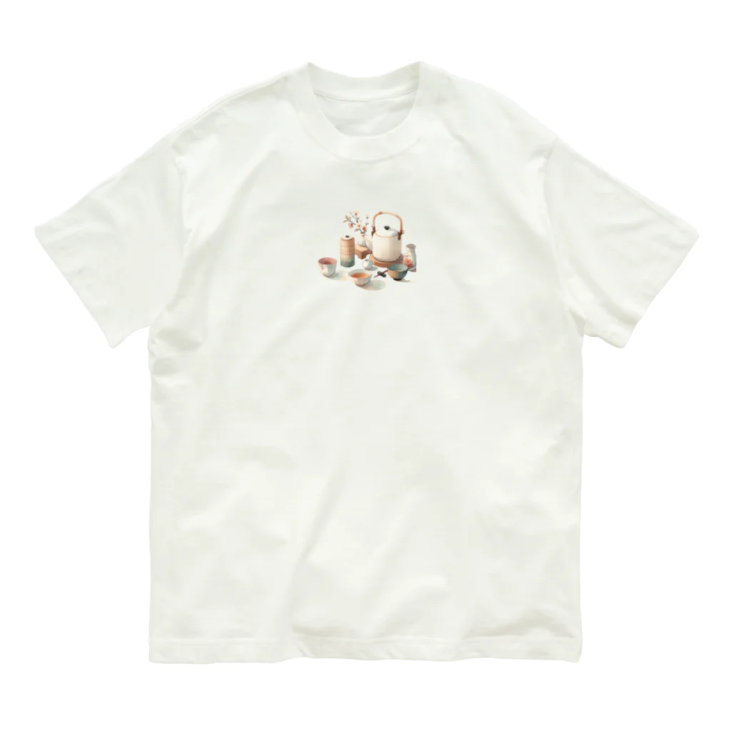 tsuncoの和風な茶器のミニマルデザイン Organic Cotton T-Shirt