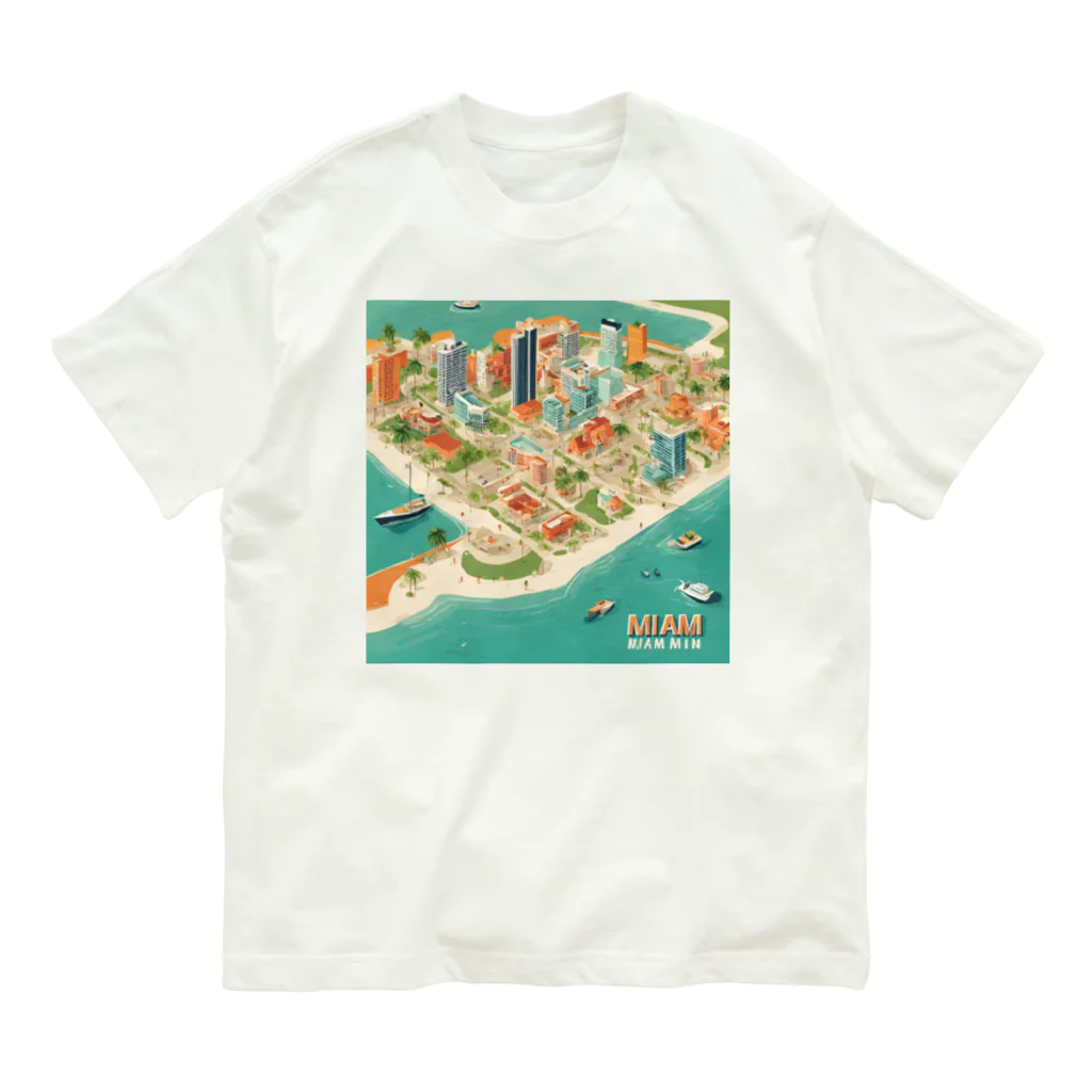 maeken work shopipのマイアミイラスト オーガニックコットンTシャツ