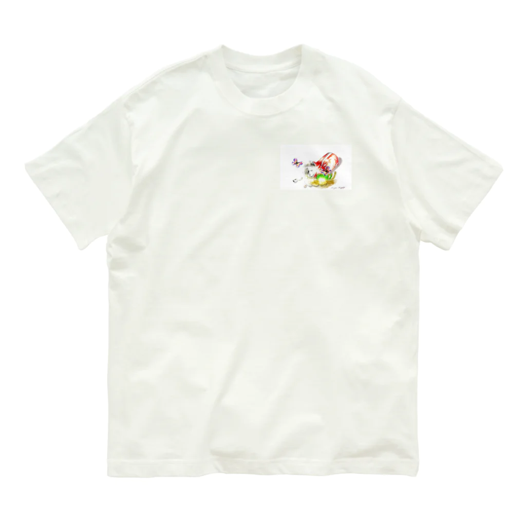 angler_kmのSDGs　捨てられた空き缶と蝶 オーガニックコットンTシャツ