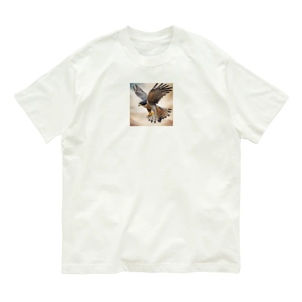 千裕アトリエ（いつもありがとう）のカラカラ (Peregrine Falcon) オーガニックコットンTシャツ