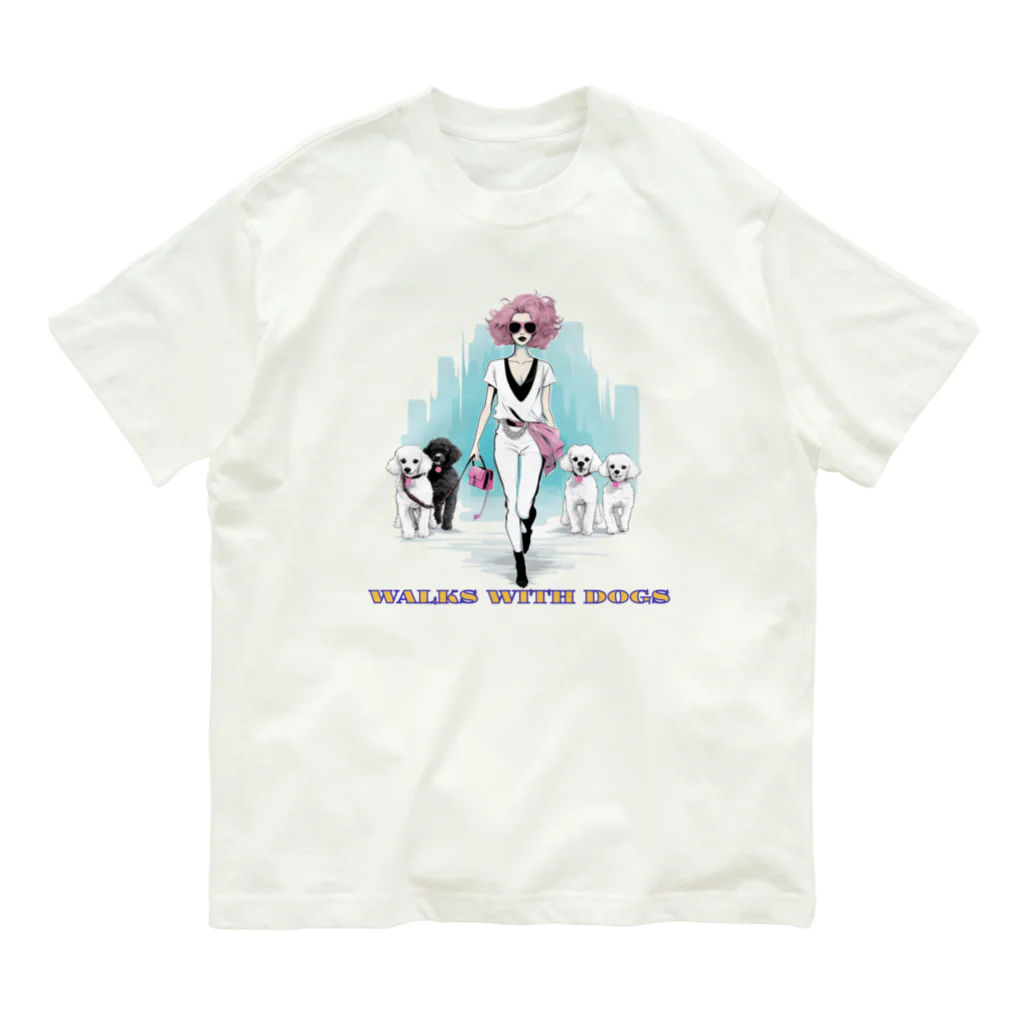 LCOMLのセレブな犬の散歩 オーガニックコットンTシャツ