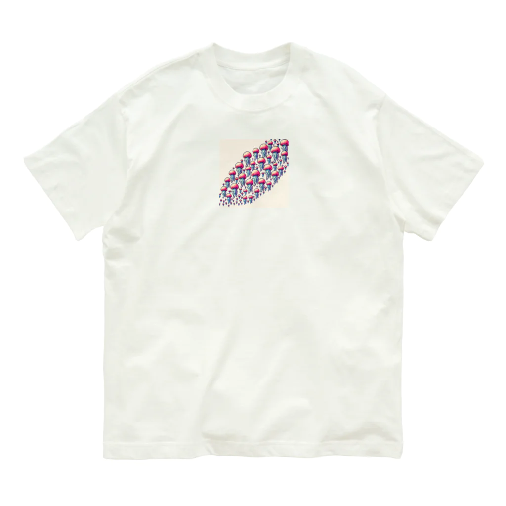 ROCKSWEBのドット絵　クラゲの大群 オーガニックコットンTシャツ