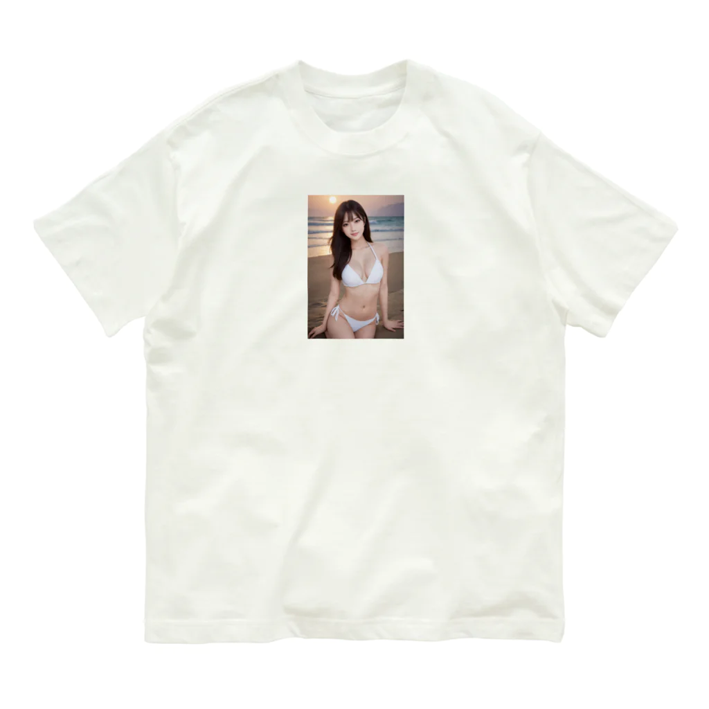 AI Lucy(ルーシー)の白い水着の彼女 オーガニックコットンTシャツ