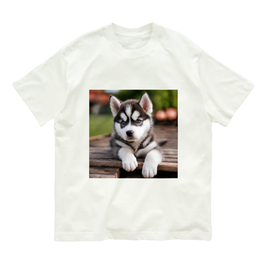 Kybeleのシベリアンハスキーの子犬のグッズ オーガニックコットンTシャツ