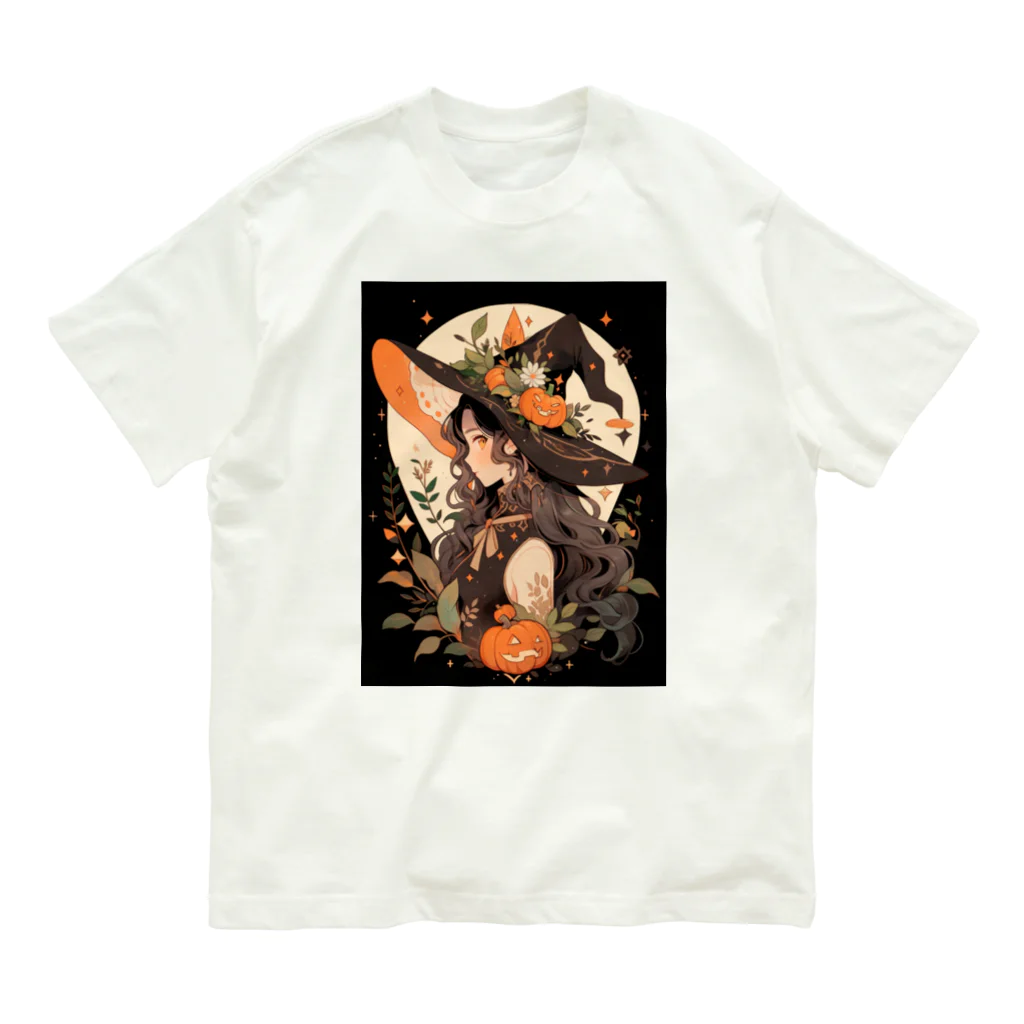 AIと愛とARTのSHOPのハロウィンの魔女 オーガニックコットンTシャツ