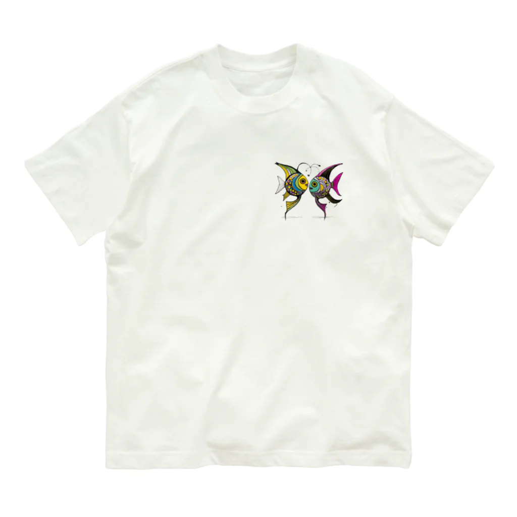 猫魚鳥時々犬等 arte♡のFortune Fish ♡ Organic Cotton T-Shirt