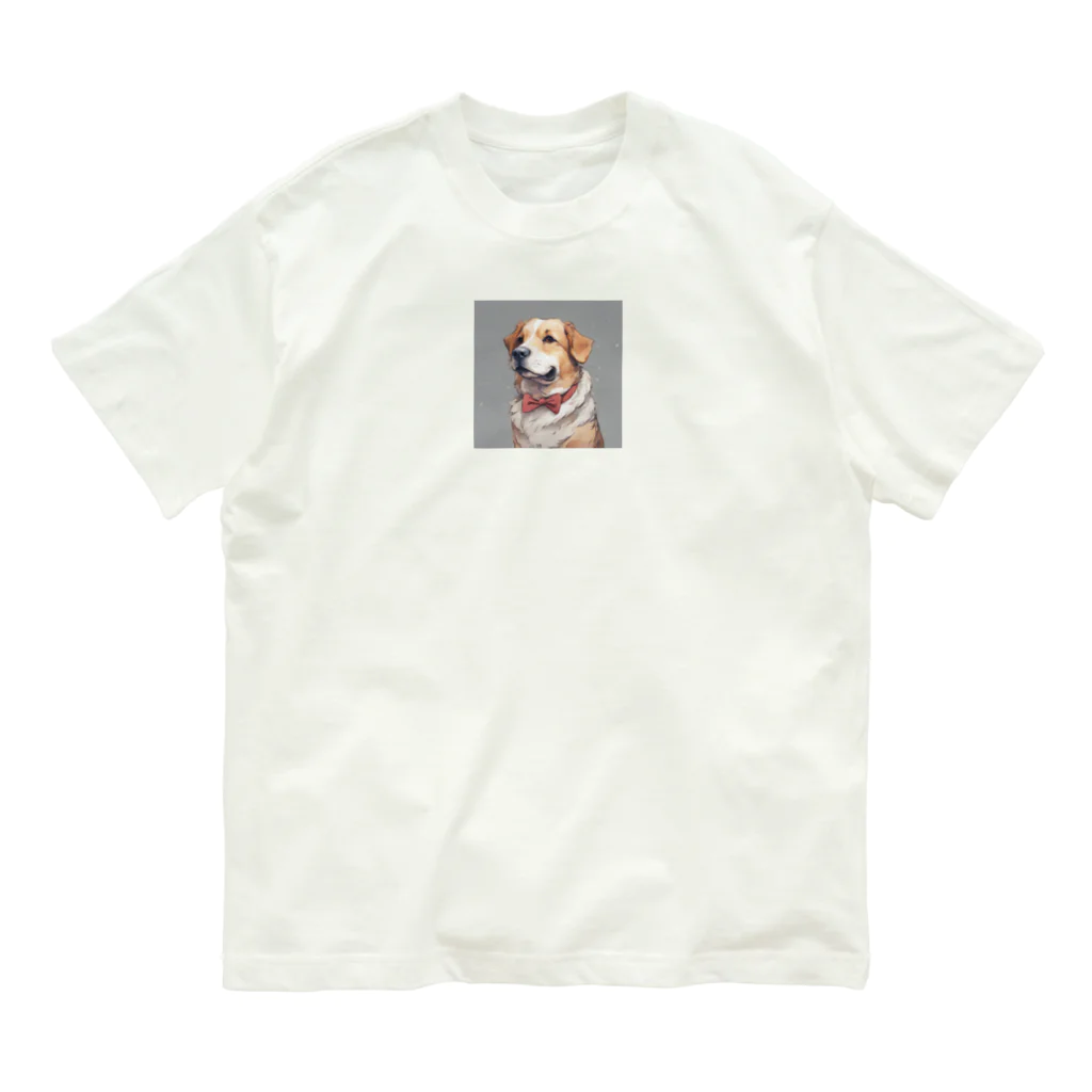 hamusutaroのリボン犬 オーガニックコットンTシャツ