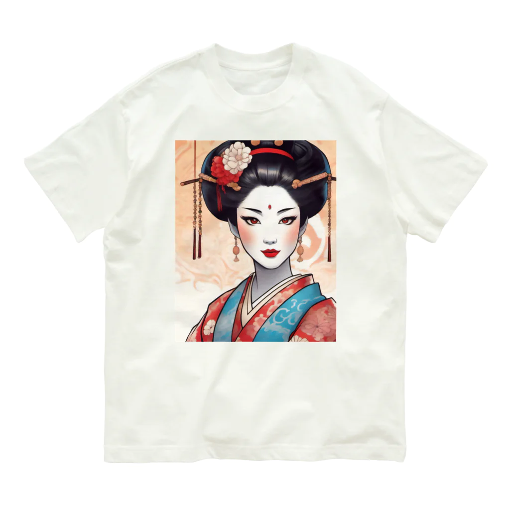 wawomotsuのJapanese Courtesan Bloom Tee ”Geisha” Organic Cotton T-Shirt