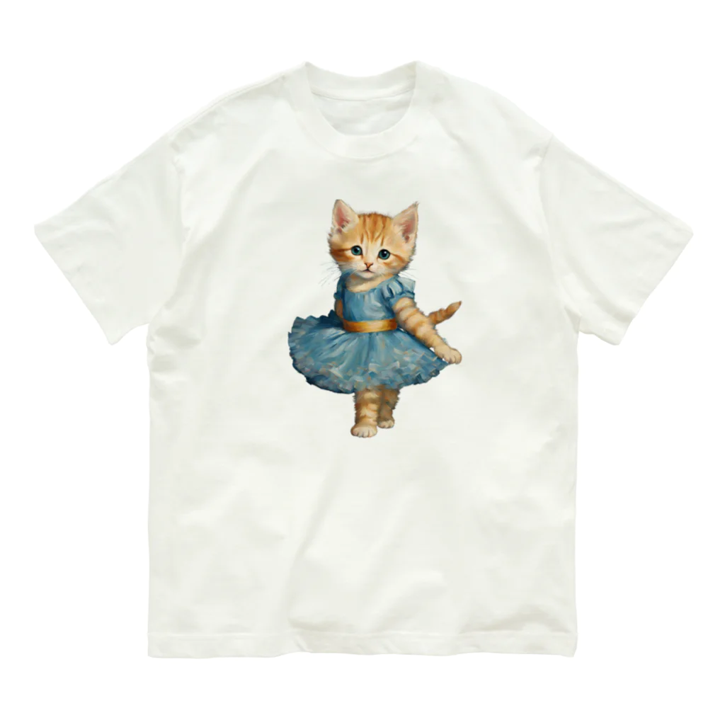 ハッピー・ディライト・ストアのバレリーナの子猫 オーガニックコットンTシャツ