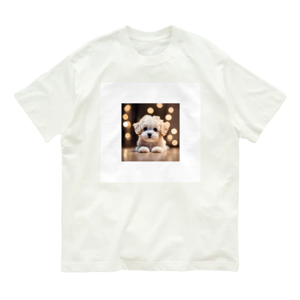 MESAMESAの可愛い子犬 オーガニックコットンTシャツ