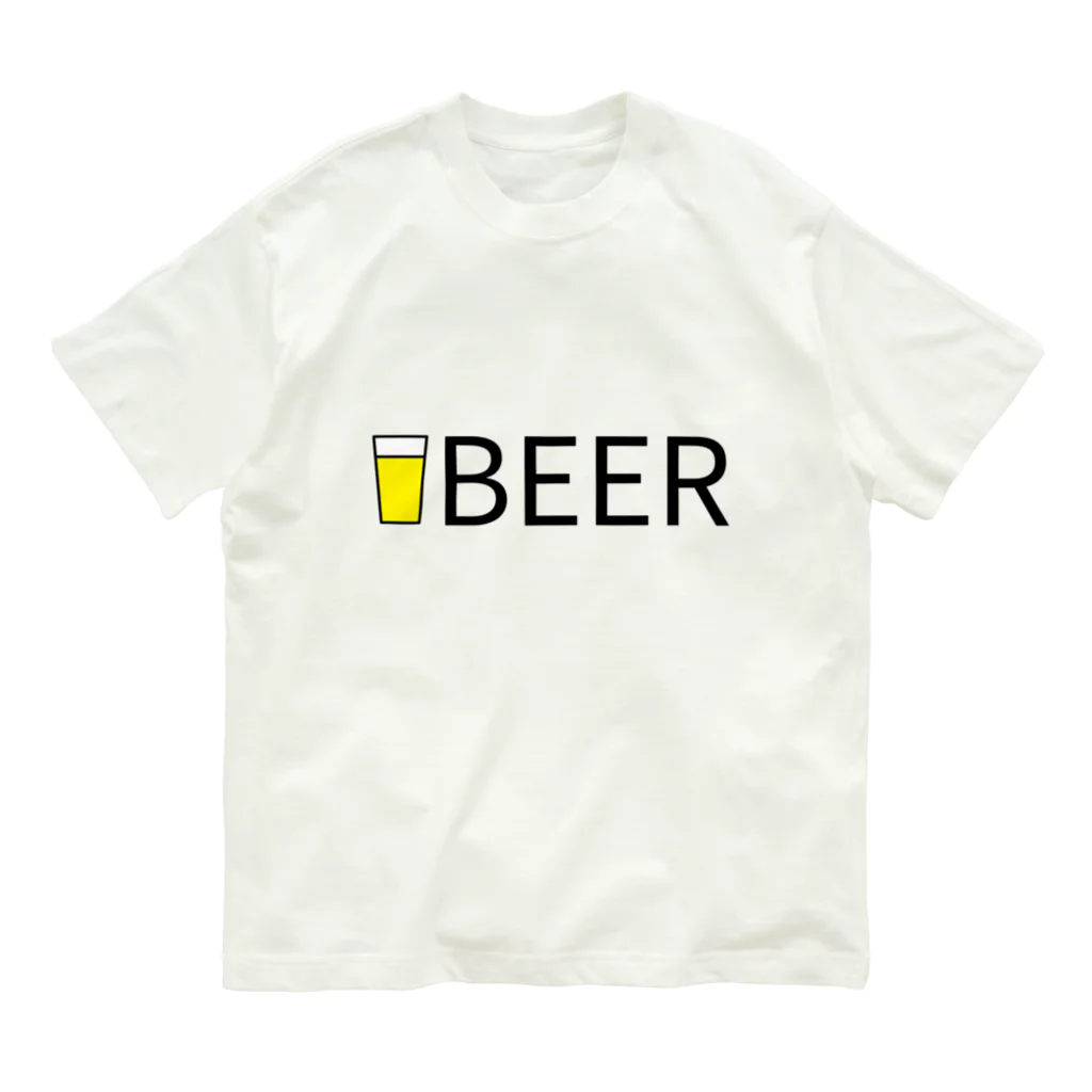 BEERのビール_ロゴ(透過) オーガニックコットンTシャツ