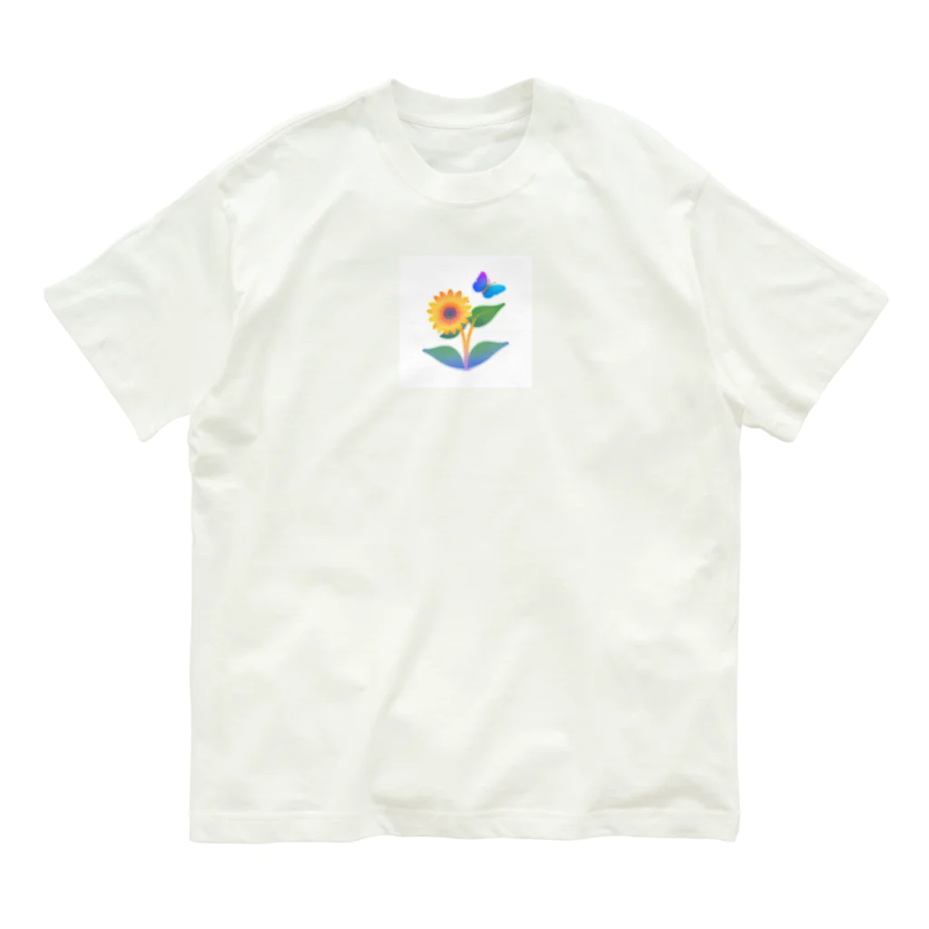 Flower Twinkleの黄色花と蝶 Organic Cotton T-Shirt