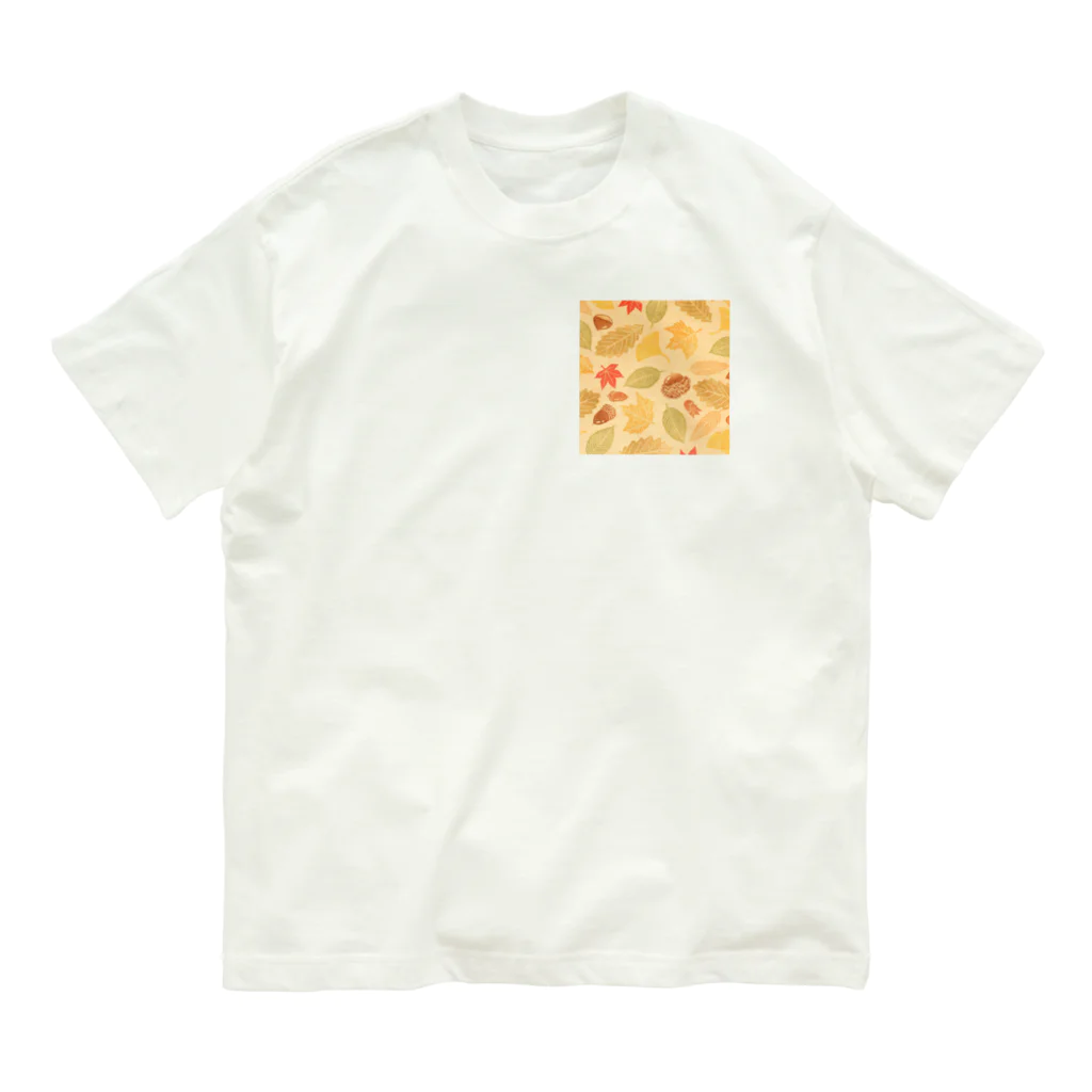 omochi_stampのおちばとどんぐり オーガニックコットンTシャツ