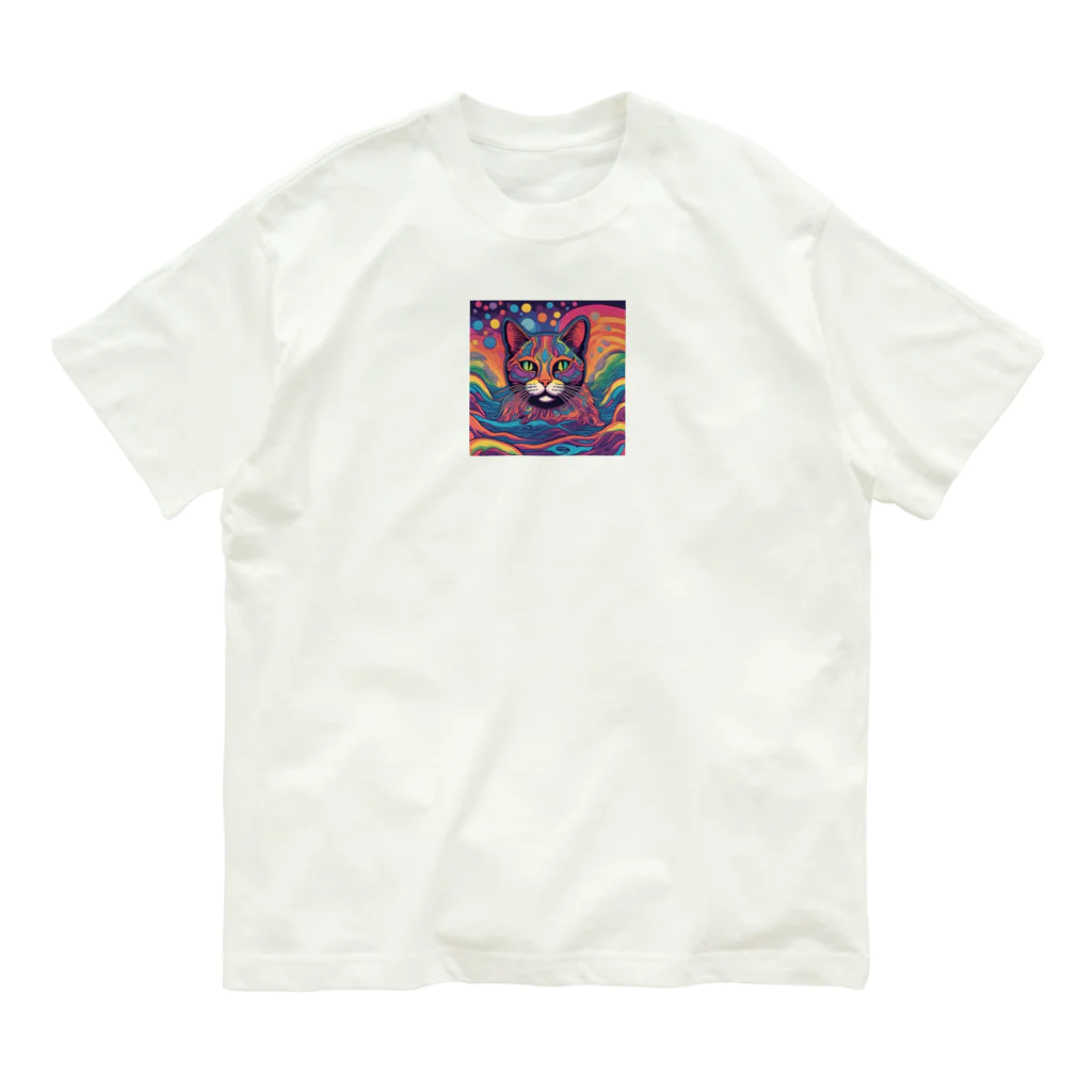 キョロ吉の猫　情熱 オーガニックコットンTシャツ