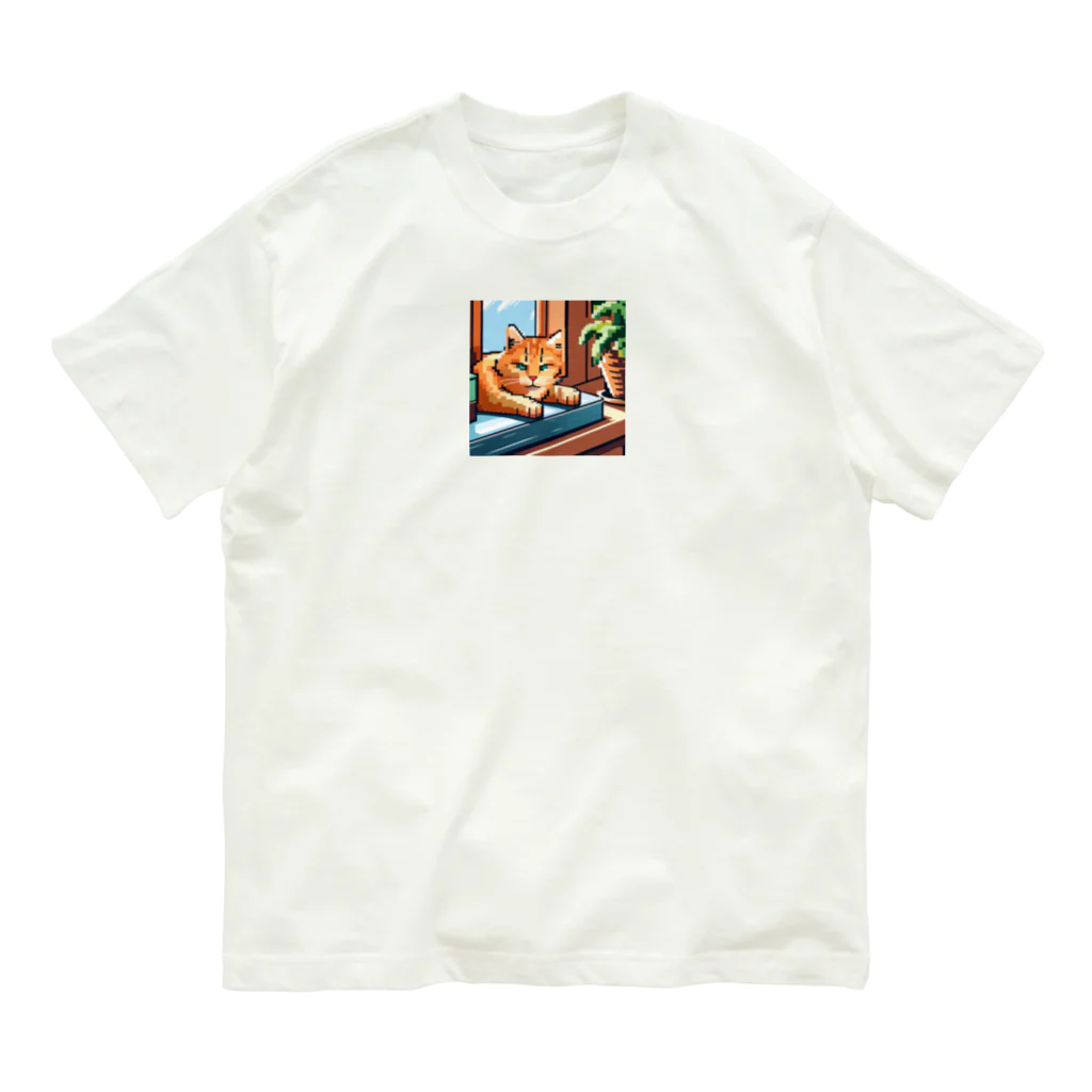 koba777のドット絵スナドリネコ オーガニックコットンTシャツ